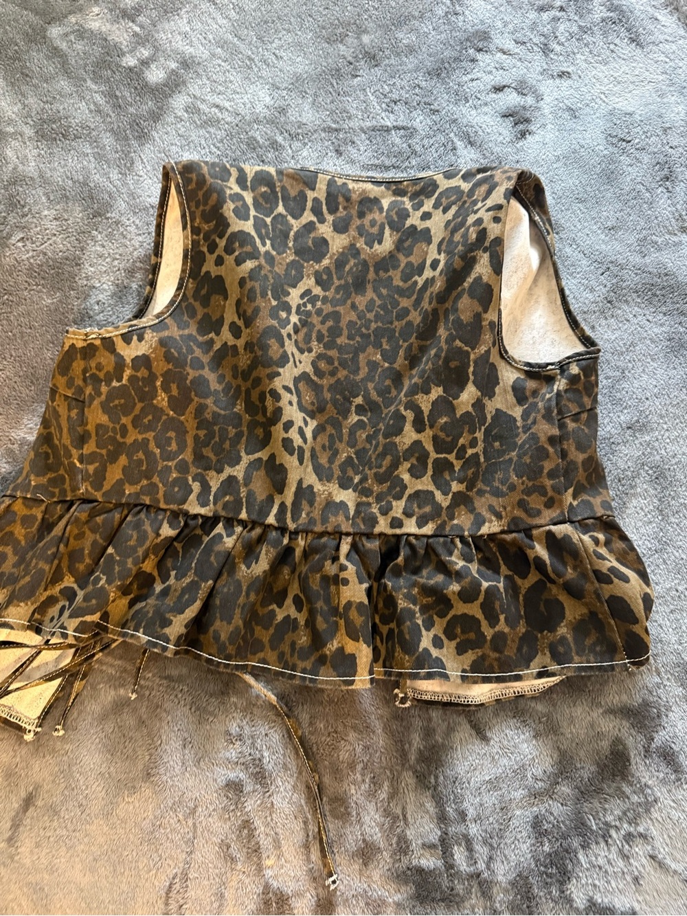 Girls' Leopard Print Ruffled Tank Top - Brown